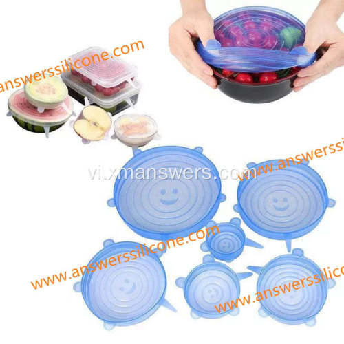 FDA / LFGB Nắp thực phẩm silicone kéo căng &amp; có thể tái sử dụng